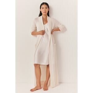 Sleep The White Company Long Shawl Collar Cashmere Robe ivory